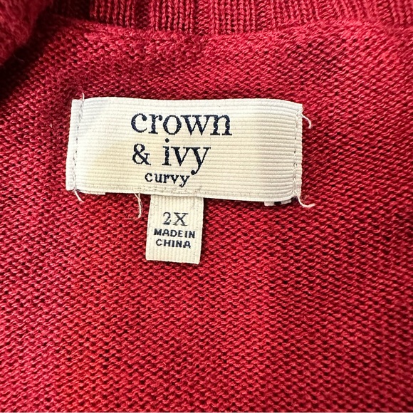 Crown & Ivy Curvy Women's Sweater Red Cowl Neck Size 2X - Picture 6 of 8